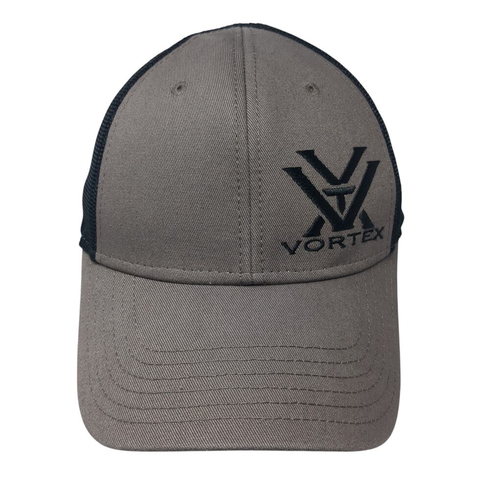 Vortex Snapback Trucker Hat Brown One Size Adjustable Embroidered Mesh Back
